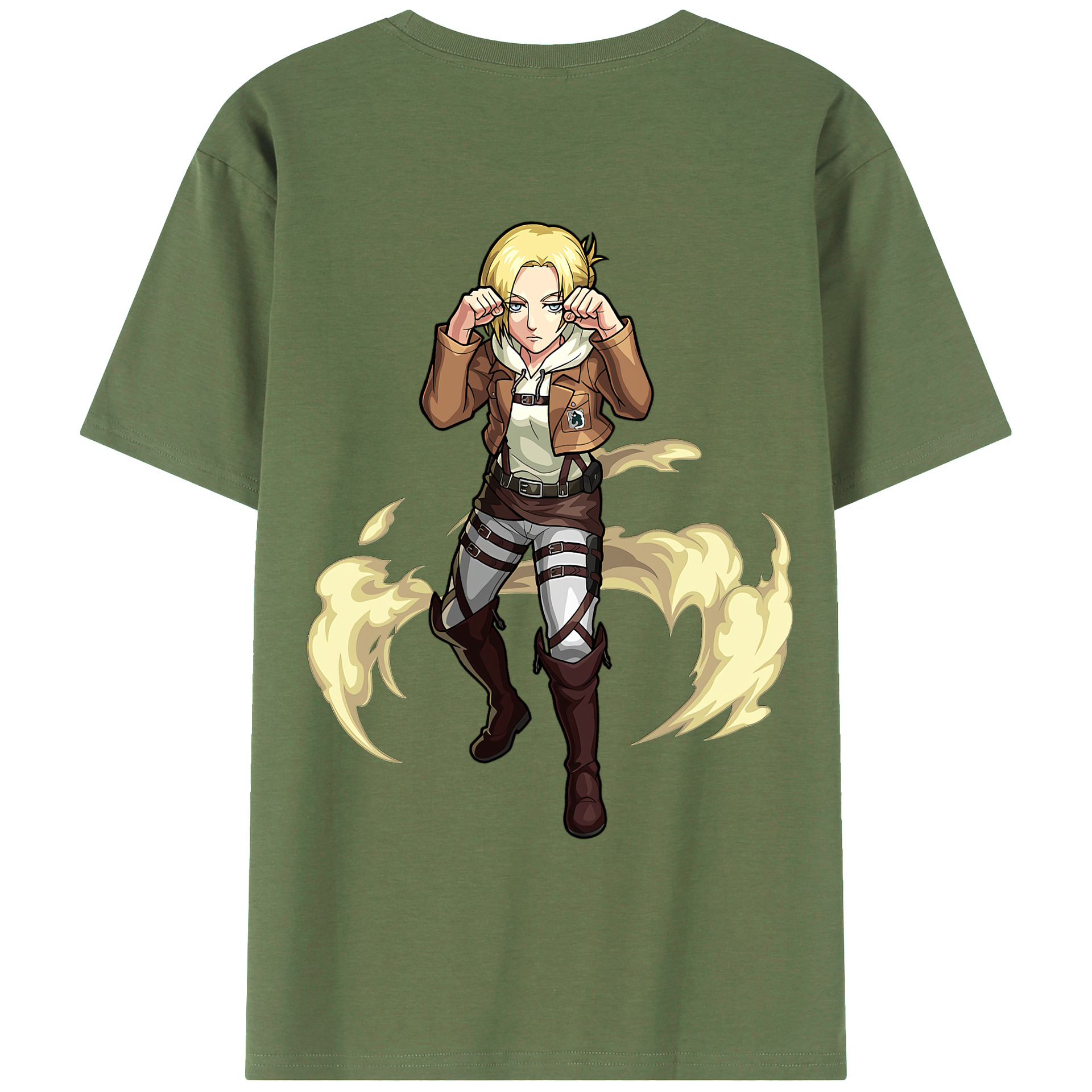 （画像用） 進撃の巨人 アニ・レオンハート Attack on Titan Annie Leonhart 綿100％ メンズ半袖Tシャツ（バックプリント） 通気性